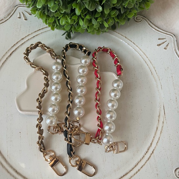 Accessories - Fashion gold tone and Faux Pearl wristlet strap (1)